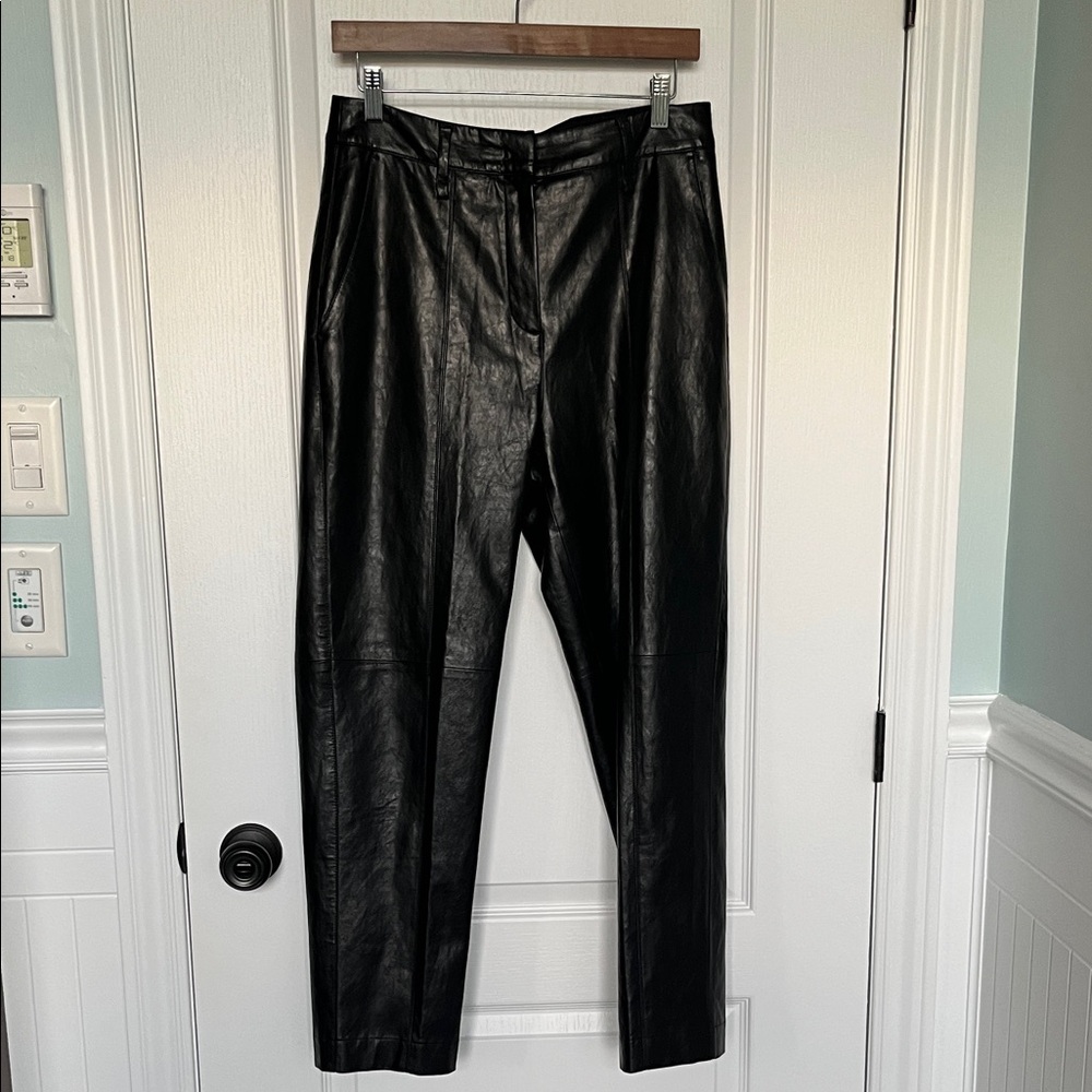 Elegant Black Faux Leather Women's Pants
